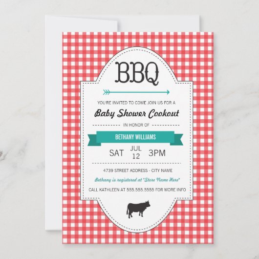 Fun GRILLEN Baby Shower Einladung (Vorderseite)