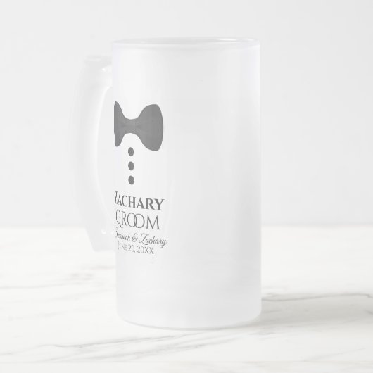 Fun Groom Black Krawatte Tuxedo Mattiert Bier Tass Mattglas Bierglas (Vorderseite Links)