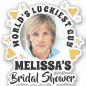 Fun Grooms Face Foto Brautparty Aufkleber (Vorderseite)