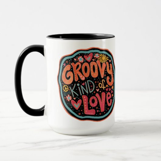 Fun Groovy Art von Liebe Inspirivity Tasse (Links)