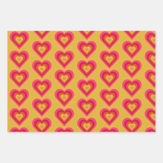 Fun Groovy Retro Herz Geschenkpapier Set (Vorderseite 2)