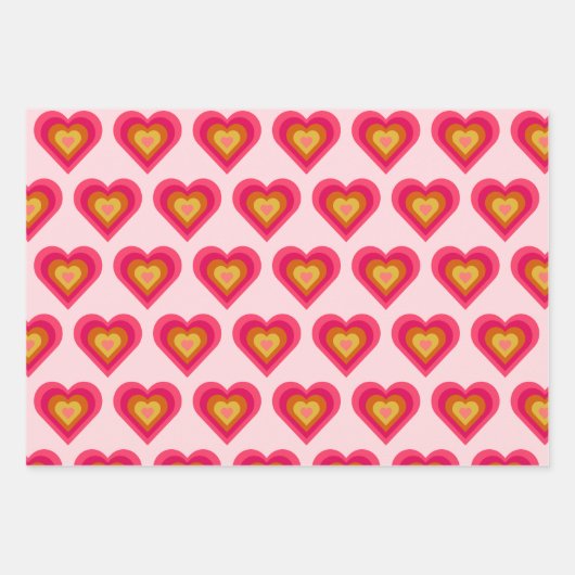 Fun Groovy Retro Herz Geschenkpapier Set (Vorderseite)