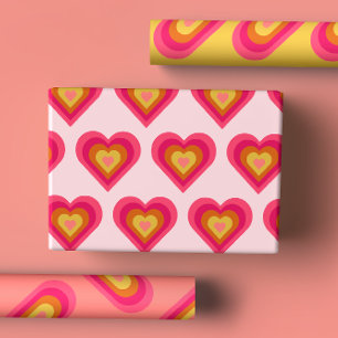 Fun Groovy Retro Herz Geschenkpapier Set