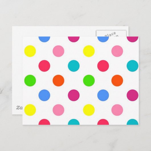 Fun große Polka Punkte rot gelb grün rosa Orange Postkarte (Vorne/Hinten)