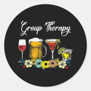 Fun Group Therapie Floral Drink Gles psychische Ge Runder Aufkleber