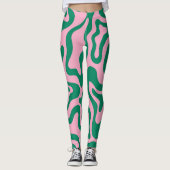 Fun grün und pink abstrakte Stilschwarz Leggings (Vorderseite)