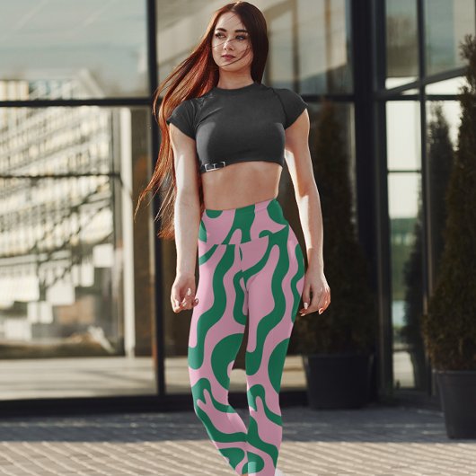 Fun grün und pink abstrakte Stilschwarz Leggings