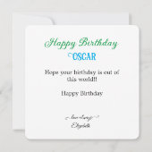 FUN GRÜNE ALIEN UND RAUM THEMA KINDERGEBURTSTAG KARTE (Rückseite)