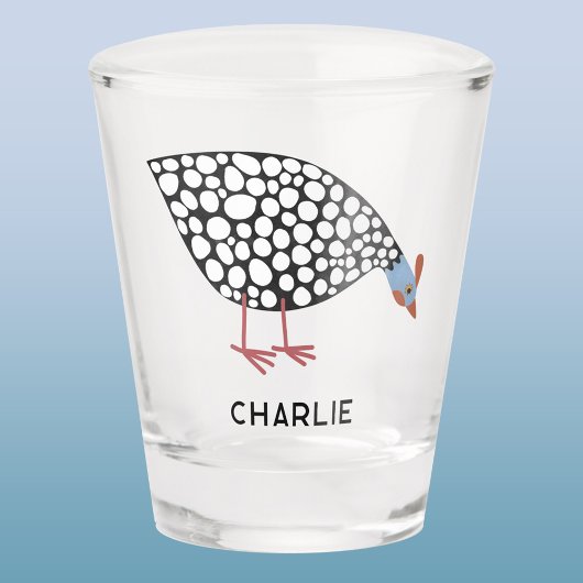 Fun Guinea Fowl personalisiert Schnapsglas