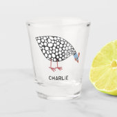 Fun Guinea Fowl personalisiert Schnapsglas (Vorderseite)