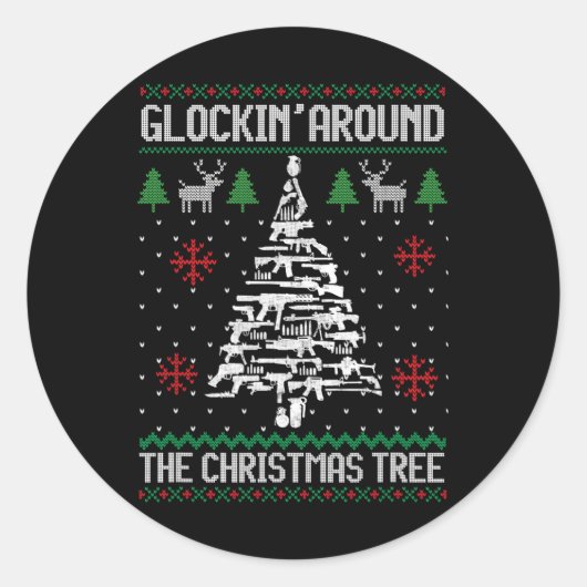 Fun Guns Ugly Weihnachten Weihnachten für Gun Love Runder Aufkleber (Vorderseite)