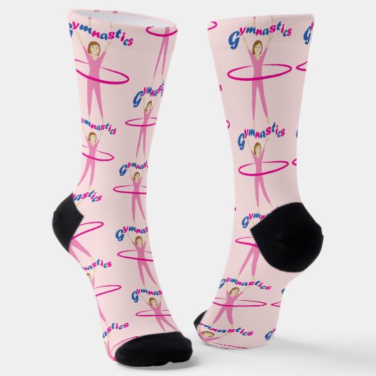Fun Gymnastics text Pink hula hoop girl Socken (Gewinkelt)