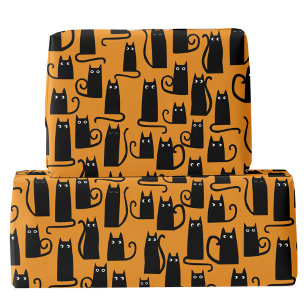 Fun Halloween Black Cat Orange Geschenkpapier