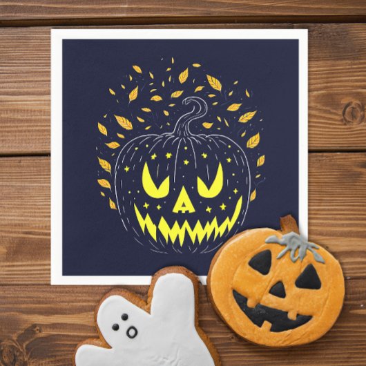 Fun Halloween Black Kürbislaterne Spooky Pumpkin Serviette