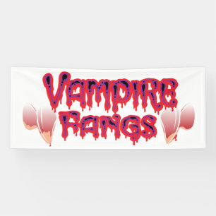 Fun Halloween Bloody Vampire Fangs Banner