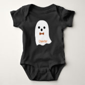 Fun Halloween Boy Ghost Kariert Bow Baby Name Baby Strampler (Vorderseite)