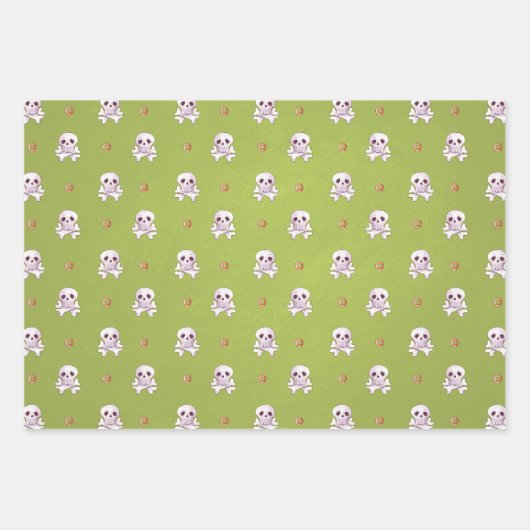 Fun Halloween Candy and Skulls Geschenkpapier Set (Vorderseite 3)