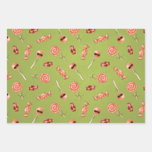 Fun Halloween Candy and Skulls Geschenkpapier Set (Vorderseite 2)