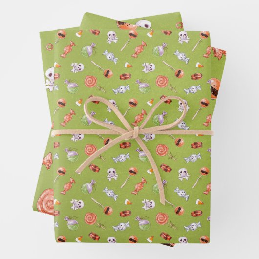 Fun Halloween Candy and Skulls Geschenkpapier Set (Beispiel)