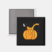 Fun Halloween Cat Hintern Pumpkin Orange Tab Magnet (Vorderseite/Rückseite)
