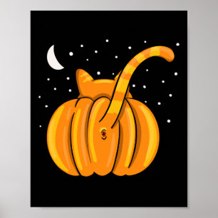Fun Halloween Cat Hintern Pumpkin Orange Tab Poster