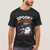 Fun Halloween Cat und Ghost-Fun Spooky Design T-Shirt (Vorderseite)