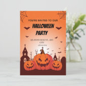 Fun Halloween Costume Party Invite Customizable  Einladung (Stehend Vorderseite)