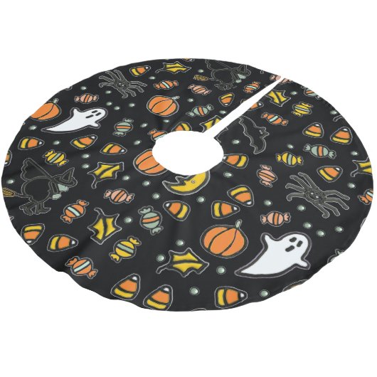 Fun Halloween Decor Polyester Weihnachtsbaumdecke (Schrägansicht)