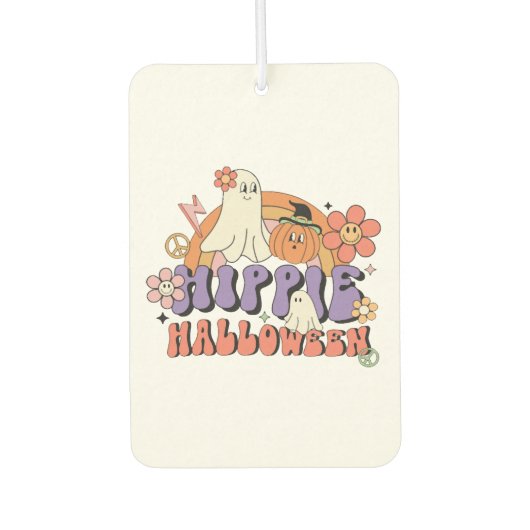 Fun Halloween Designs Hippie Halloween Retro Autolufterfrischer (Vorderseite)