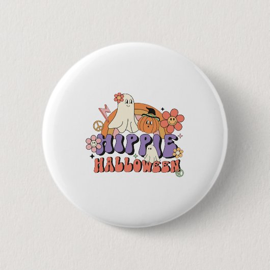 Fun Halloween Designs Hippie Halloween Retro Button (Vorderseite)