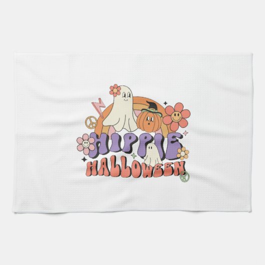 Fun Halloween Designs Hippie Halloween Retro Geschirrtuch (Horizontal)