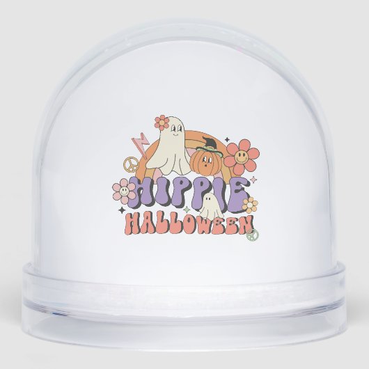Fun Halloween Designs Hippie Halloween Retro Schneekugeln (Vorderseite)
