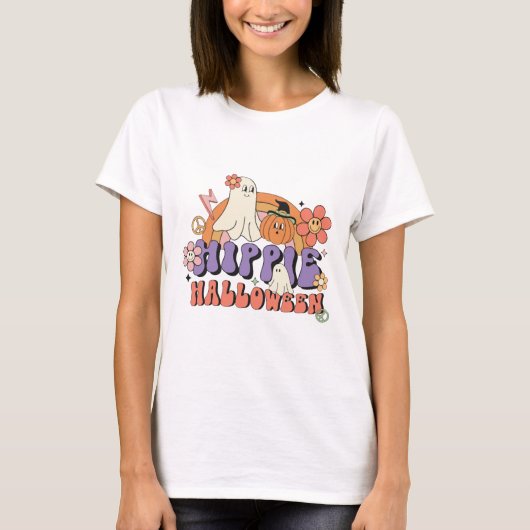 Fun Halloween Designs Hippie Halloween Retro T-Shirt (Vorderseite)