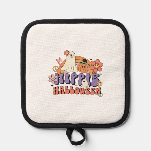 Fun Halloween Designs Hippie Halloween Retro Topflappen (Vorderseite)