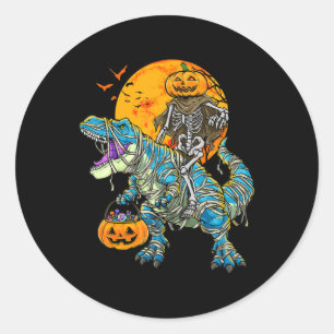 Fun Halloween Dinosaur T Rex Mummy Pumpkin Candy S Runder Aufkleber