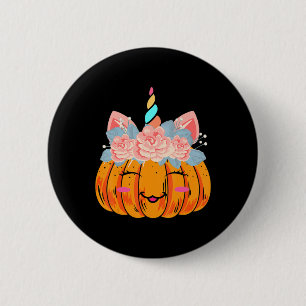 Fun Halloween Erntedank Niedlich Unicorn Pumpkin C Button