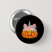 Fun Halloween Erntedank Niedlich Unicorn Pumpkin C Button (Vorne & Hinten)