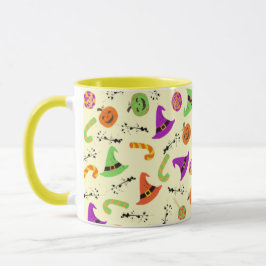 Fun Halloween Gemustert Gelbe Hintergrund Tasse