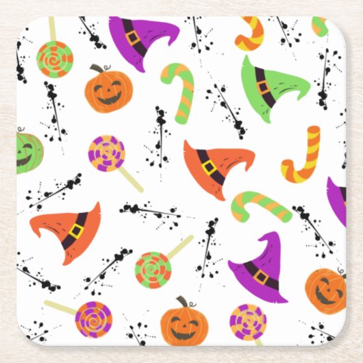 Fun Halloween Gemustert White Rechteckiger Pappuntersetzer (Vorderseite)