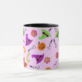 Fun Halloween Gemusterte Lila Hintergrund-Tasse Tasse (Zentrum)