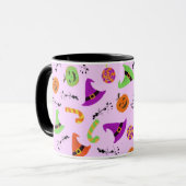 Fun Halloween Gemusterte Lila Hintergrund-Tasse Tasse (Vorderseite Links)