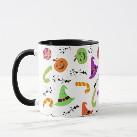 Fun Halloween Gemusterter Hintergrund Tasse (Links)