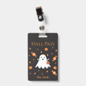 Fun Halloween Ghost Hall Pass Ausweis (Vorderseite mit Clip)