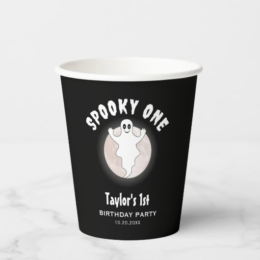 Fun Halloween Ghost Spooky Erster 1. Geburtstag Pappbecher (Vorderseite)