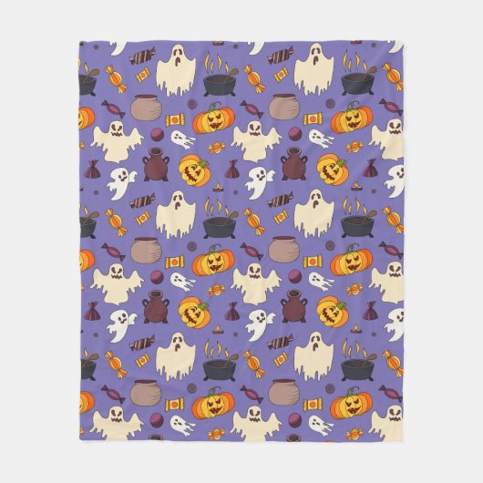 Fun Halloween Ghosts Lila Muster Fleecedecke (Vorderseite)