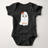 Fun Halloween Girl Ghost Kariert Bow Baby Name Baby Strampler (Vorderseite)