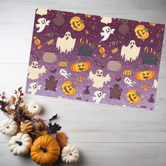 Fun Halloween Gold Glitzer Geister Lila Muster Seidenpapier