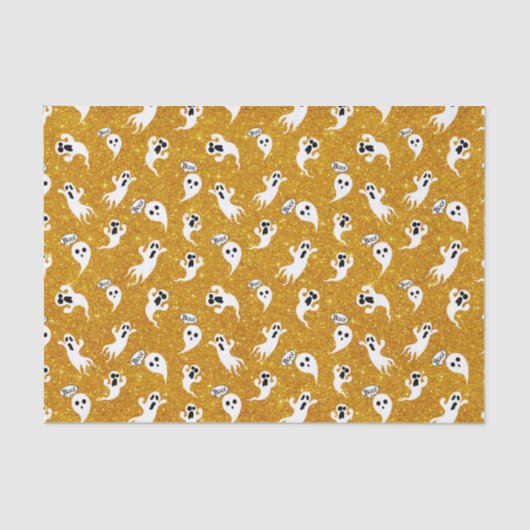 Fun Halloween Gold Glitzer Ghosts Seidenpapier (Vorderseite)