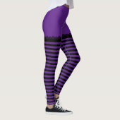 Fun Halloween Hexe Lila Schwarz Streifen Leggings (Rechts)