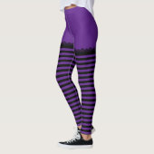 Fun Halloween Hexe Lila Schwarz Streifen Leggings (Links)